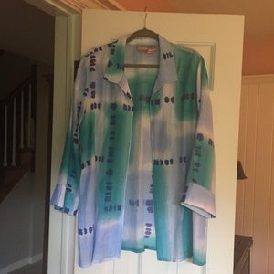 Lovely to layer. Chico’s top. Tropical colors!